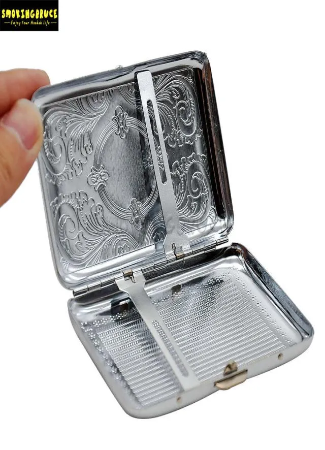 Metal Cigarette Case 6995MM Holding 12 Regular Size Cigarettes 85mm8mm Cigarette Holder Tobacco Case Box With 2 Clips Smokin7937118