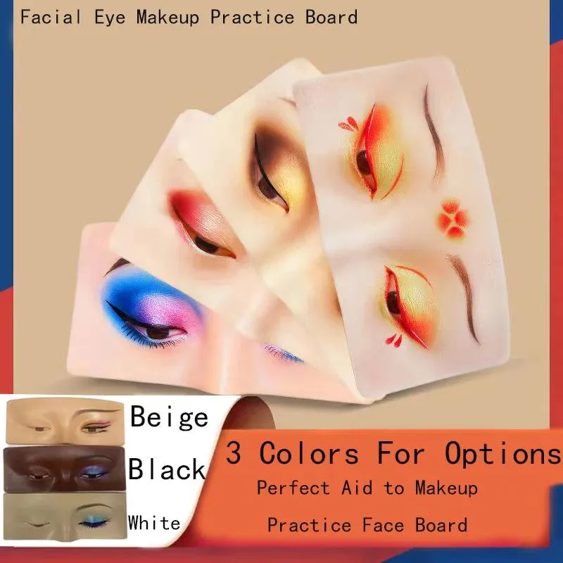 Borstelt de perfecte hulp aan het oefenen van make -up siliconen gezicht oogmake -up oefenbord kussen siliconen bionische huid voor make -up gezicht wimpers