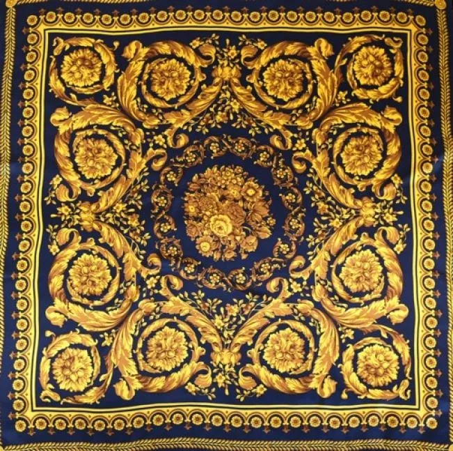 Klassiskt barockmönster kvinnor 100 silkes halsduk sjal foulard lyx mjuk soomth rörande 108108 cm cx2007278882714