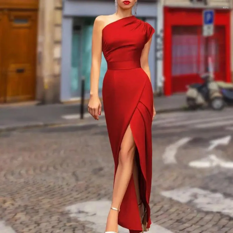 Casual Maxi Dress Polyester Summer A-Line Mid-Calf Length One Shoulder  Pullover Closure from Dhgate Basic & Casual Dresses - price 29.47