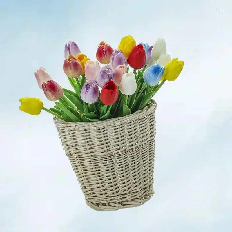 Flores decorativas criam uma mini simulação de tulipa realista com flor artificial para decoração deslumbrante