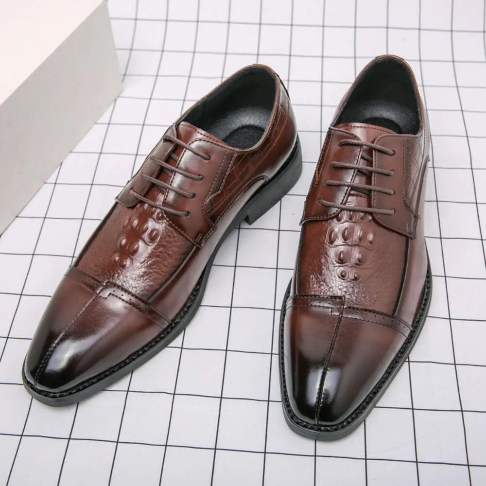 Sapatos masculinos de negócios formais derby casamento moda clássico oxford crocodilo padrão banquete sapatos