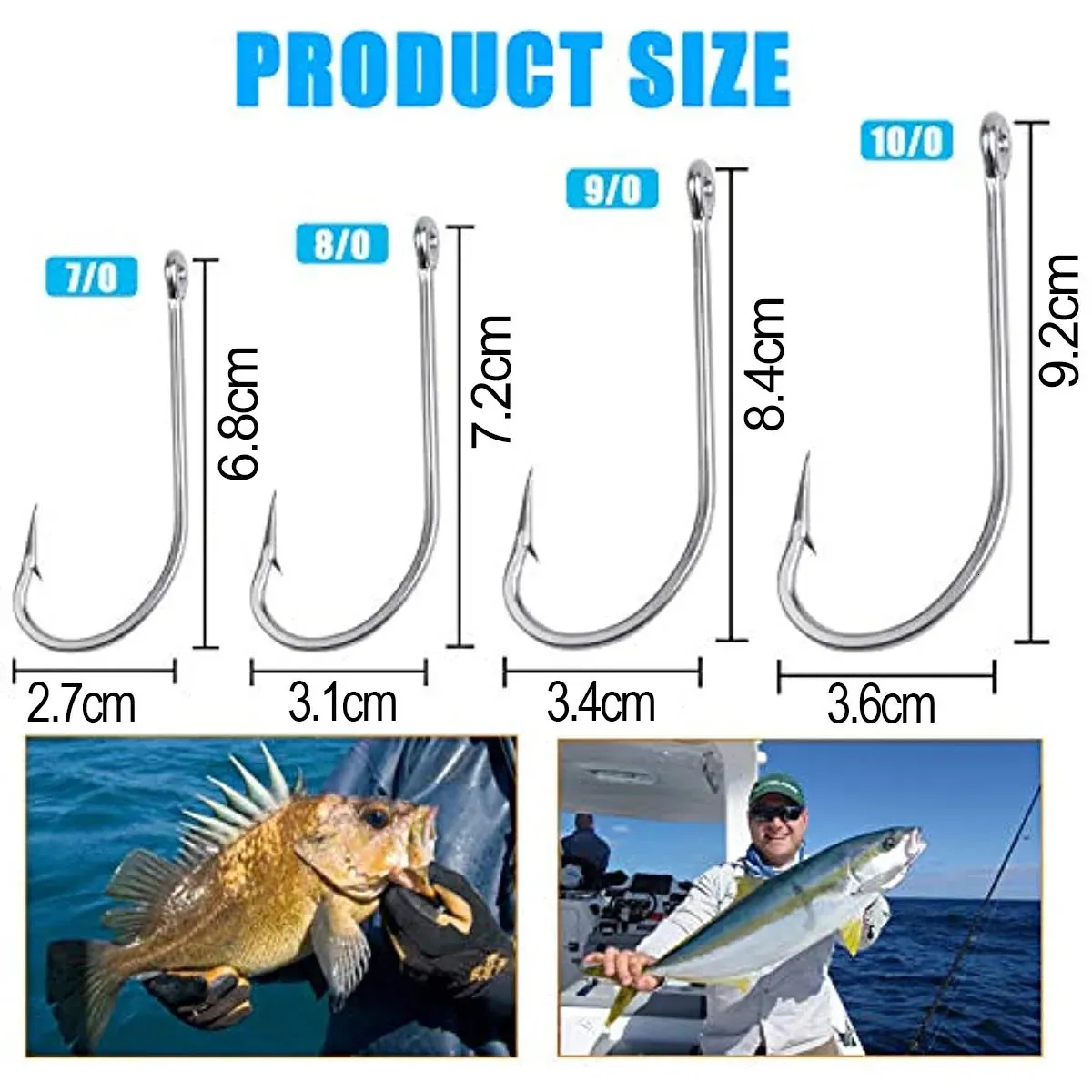 100pcs/lot Stainless Steel Fishing Hook Long Shank Saltwater Hooks For  Fishing Accessories 34007 Size 1/0-10/0