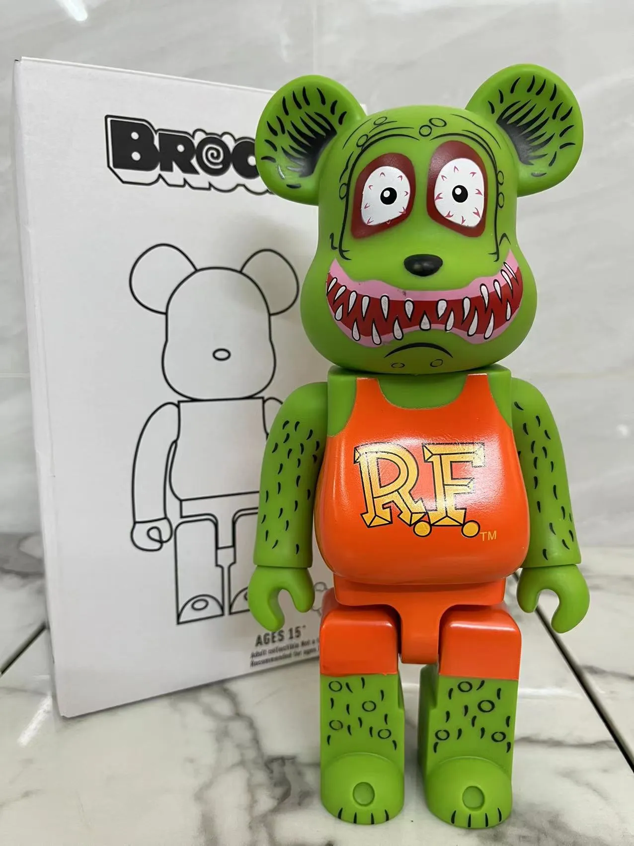 High quality 28cm 400% Bearbrick Rat Fink Vinly Doll Toys Action Figure Medicom toys Recast In Retail Box