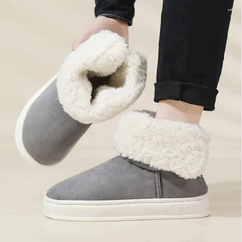 Slippers Warm Snow Boots Simple Comfortable Winter Plus Velvet Men's Ankle Slip-on Non-slip Wear-resistant Male Cotton Shoes