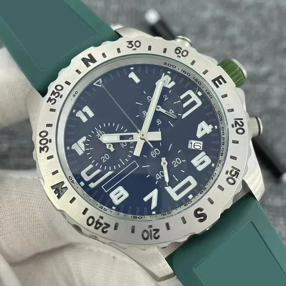 48mm endurance Pro Limited Green Dial Watch Quartz Chrongographバッテリーパワーデートメンズウォッチステンレス鋼ストラップメンズリストウォッチファッションウォッチ