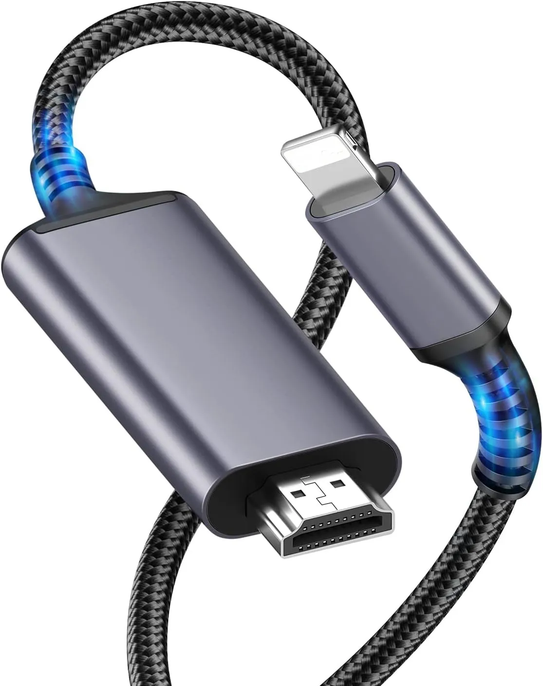 Cable adaptador Lightning a HDMI para iPhone, conexión iPhone a HDMI a TV, con conector de pantalla de sincronización AV digital iPhone 1080P, HDTV/monitor/proyector/2M.