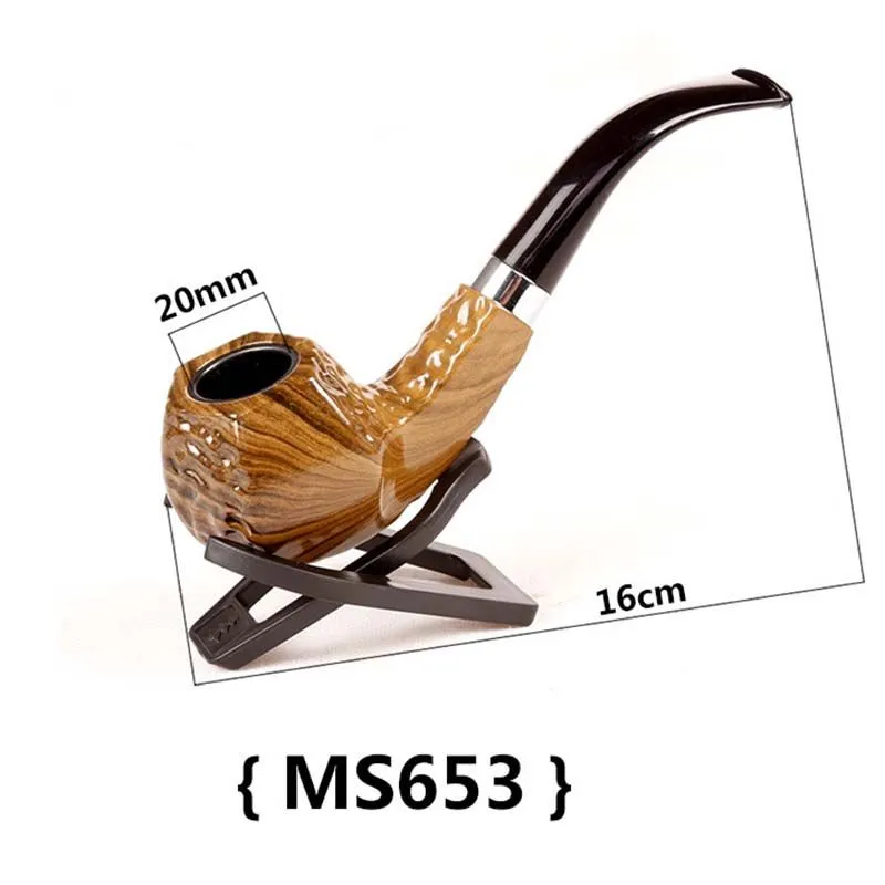 Wooden Color Smoking Pipe Metal and Acrylic for Tabacoo Dry Herbal Choiced Gift with Plastic Rack and Box