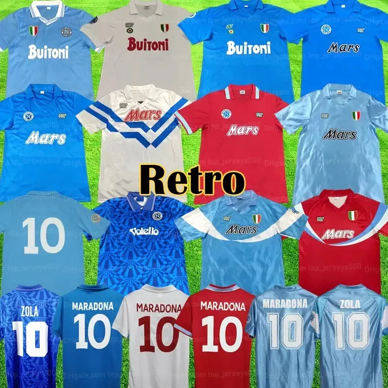 1987 1988 Maillots de football rétro Napoli 87 88 Coppa Italia SSC Napoli Maradona 10 kits Vintage Calcio Maillot de football napolitain classique