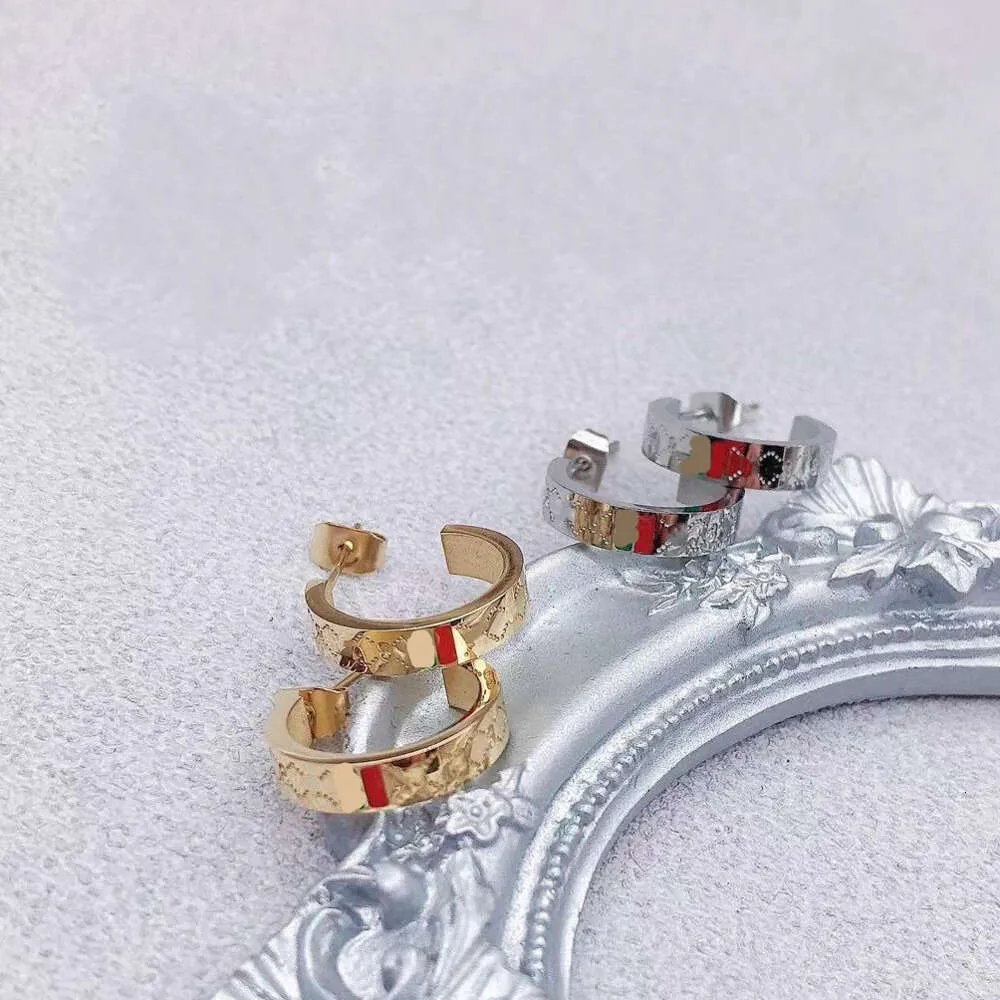 Semicerchio di design con marchio G stud Acciaio inossidabile 18k Oro argento rosa donne lettera incisa orecchini a cerchio ragazze gioielli da sposa orecchini madre