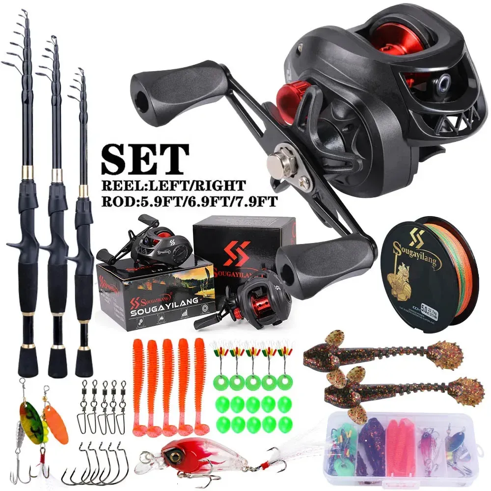 Sougayilang Fishing Rod and Reel Full Kit 1.8-2.4m Telescopic Casting Fishing Ultralight Rod and 7.2 1 Gear Ratio for Freshwater 240108