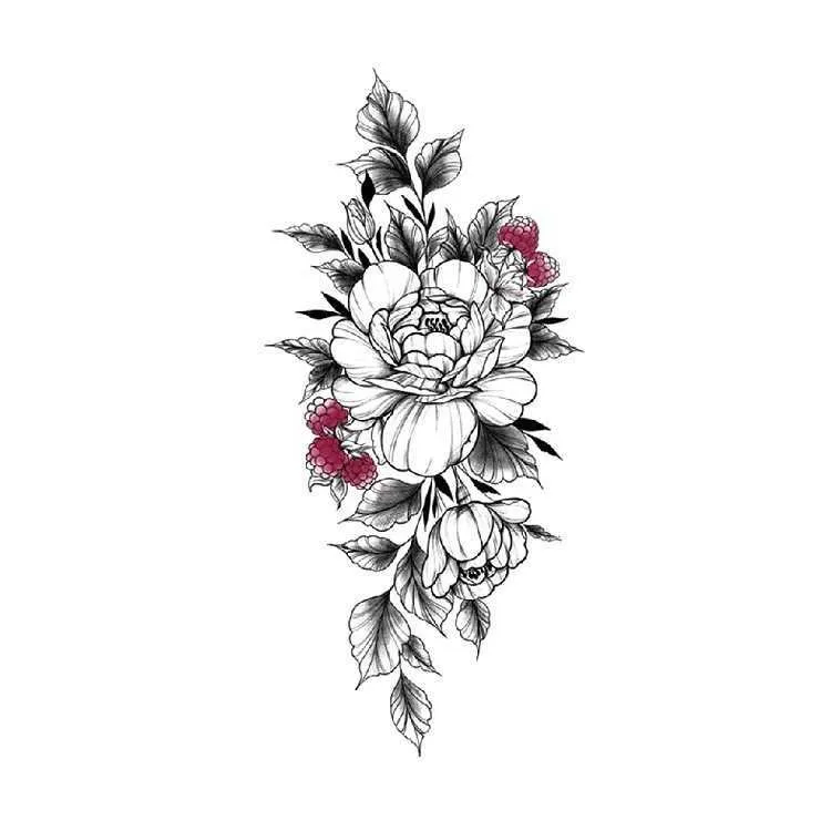 Nieuw patroon Emmy Dark Flower Arm- en schoudersimulatie tattoo-stickerset Wateroverdracht