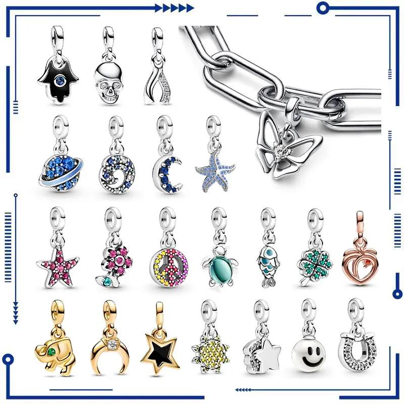 925 Silver Charm Hot Selling Connection Pendant Lämplig för kvinnor Diy Fashion Accessories Pan Me Original Armband gratis frakt