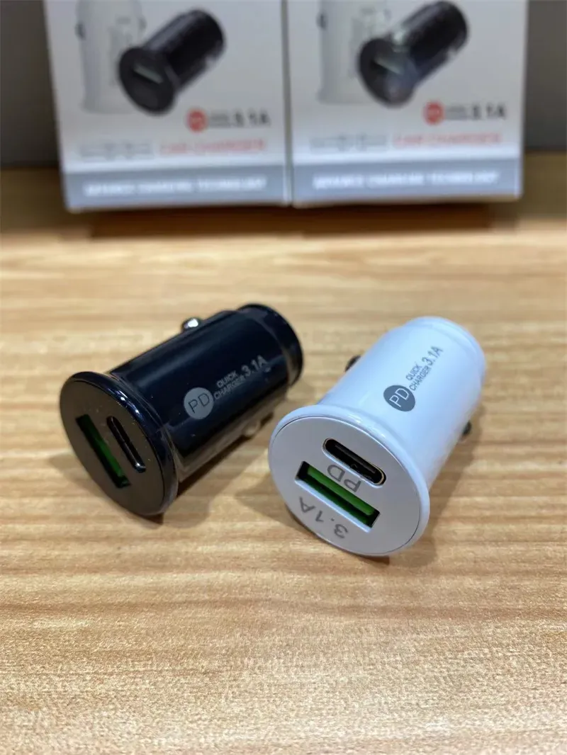 3.1A High Speed Dual Ports PD USB Car  Quick Charge 3.0 Fast Charging For iPhone 13 12 11 Samsung  Xiaomi Type C Mobile Phone  with box
