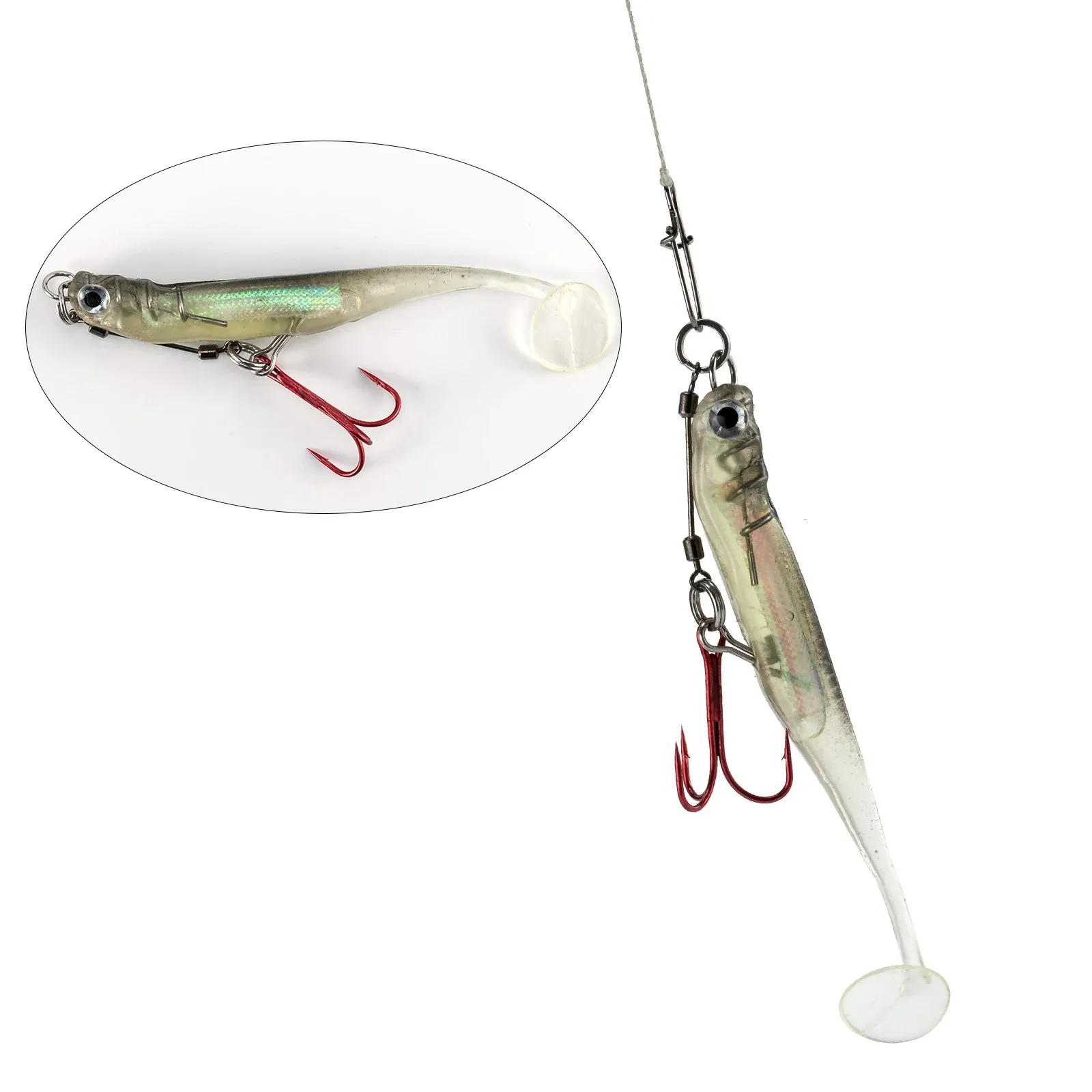 Black Pikeversatile Soft Fishing Lure With Stinger Rig Hook For