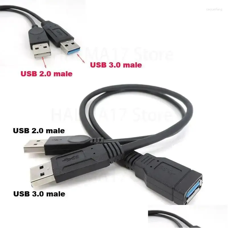 Computer Cables Connectors S Black Usb 3.0 Female To Dual 2 Male With Extra Power Supply Data Y Extension Cord For 2.5Mobile Hard Disk Otnlo