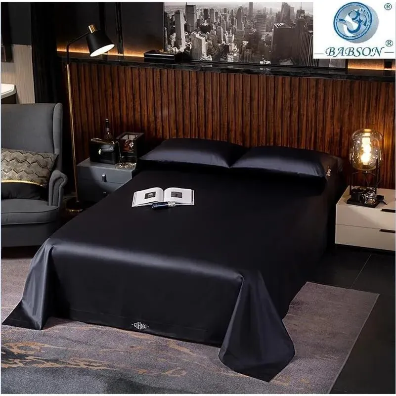 セット黒いエジプトの綿の寝具セットクイーンキングサイズの刺繍ベッド羽毛布団カバーベッドシーツ/フィットシートリネンセットホテルベッドセットLJ20