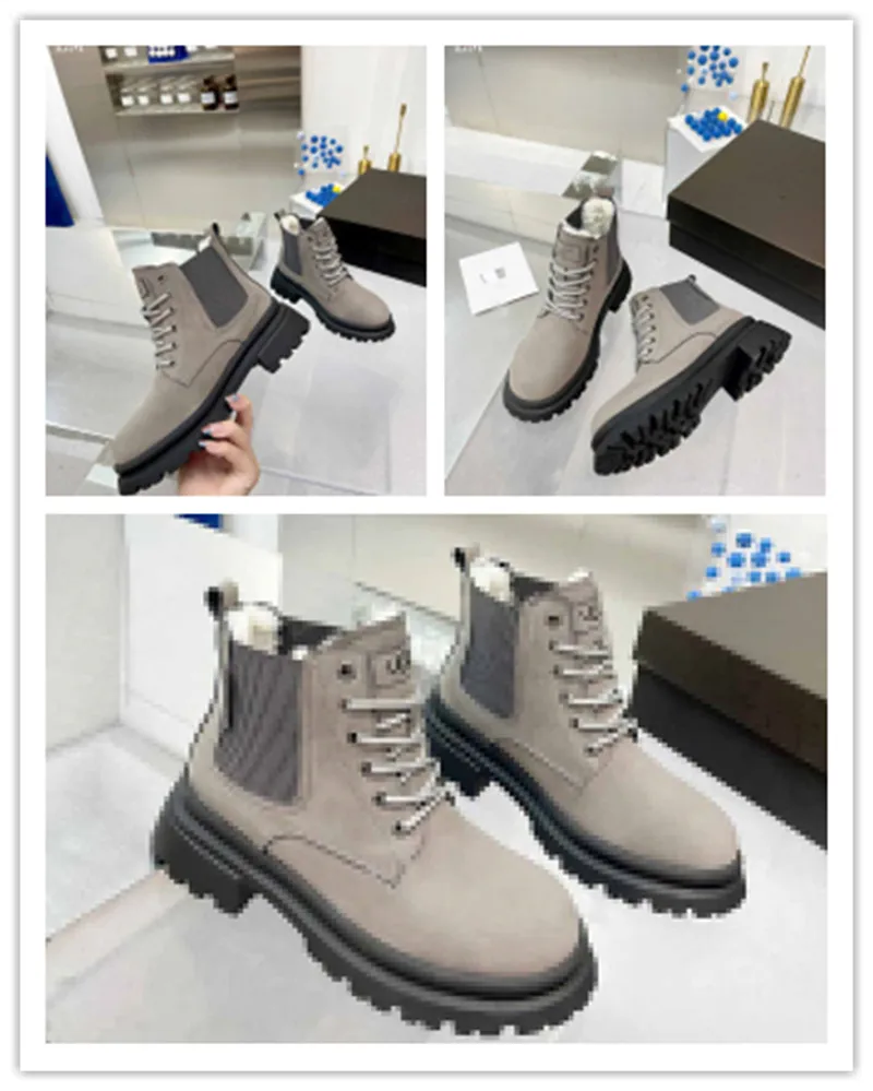 1 stövlar Nya damer Ankelstövlar Bonham Womens Chelsea Platform Sock Boots Pet Up Casual Grey Leather Shoes Boots Womens Storlek med låda