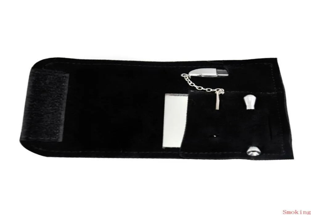 Läder Tobakspåse Bagsnuff Snorter Bullet Tool Sniffer Straw Hooter Hoover Pouch Bag Pipe Reting Set Kit Case1868387