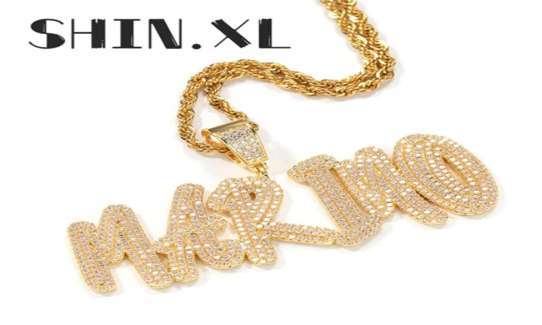 HipHop Solid Back Iced Out Customized Letter Name Necklace Handmade Pendant Necklaces Women Friend Gift Bling Jewelry77566235132879