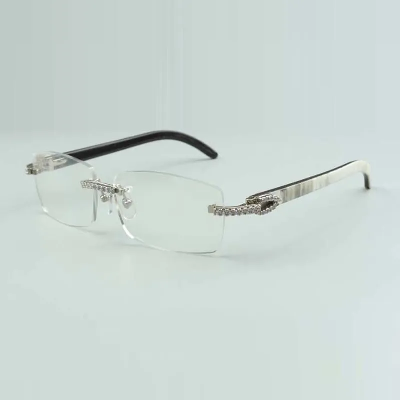 Natürliche Hybrid-Büffelhörner-Brille 3524012 Luxus-Designer-Brille mit mittelgroßen Diamanten, Rahmengröße 56 – 18 – 140 mm