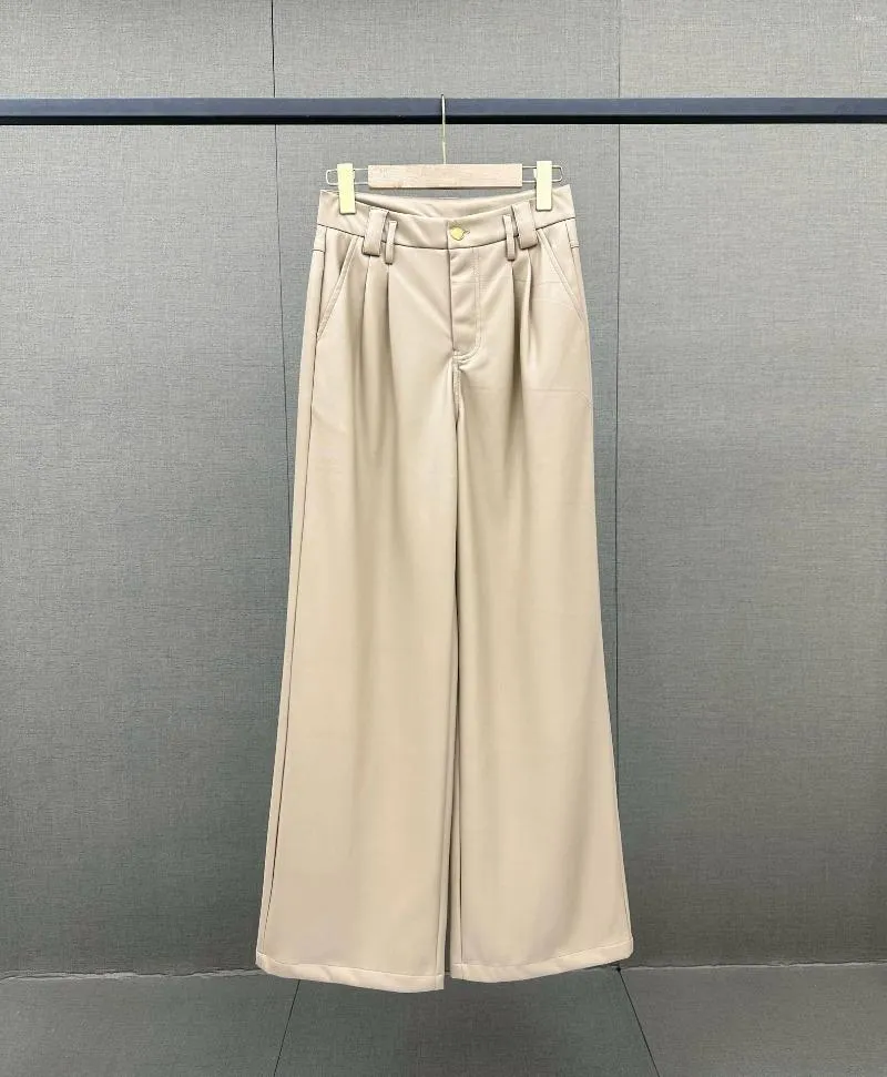 Women's Pants Early Spring The Latest Style High-grade Leather High-waisted Casual Pants. Fabric Is Strong And Firm It Feels Smooth