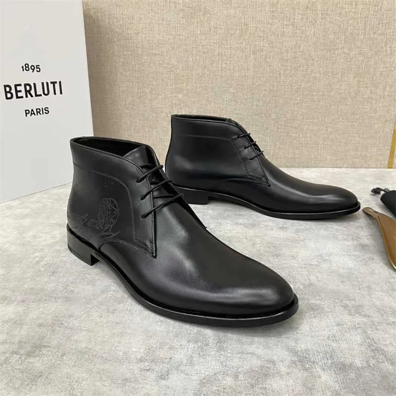 Berluti Mens Leather Dress Boots Casual Lace Up Short Cylinder Black Brown  Sizes 39-45 from Dhgate Dress Shoes - price 140.21