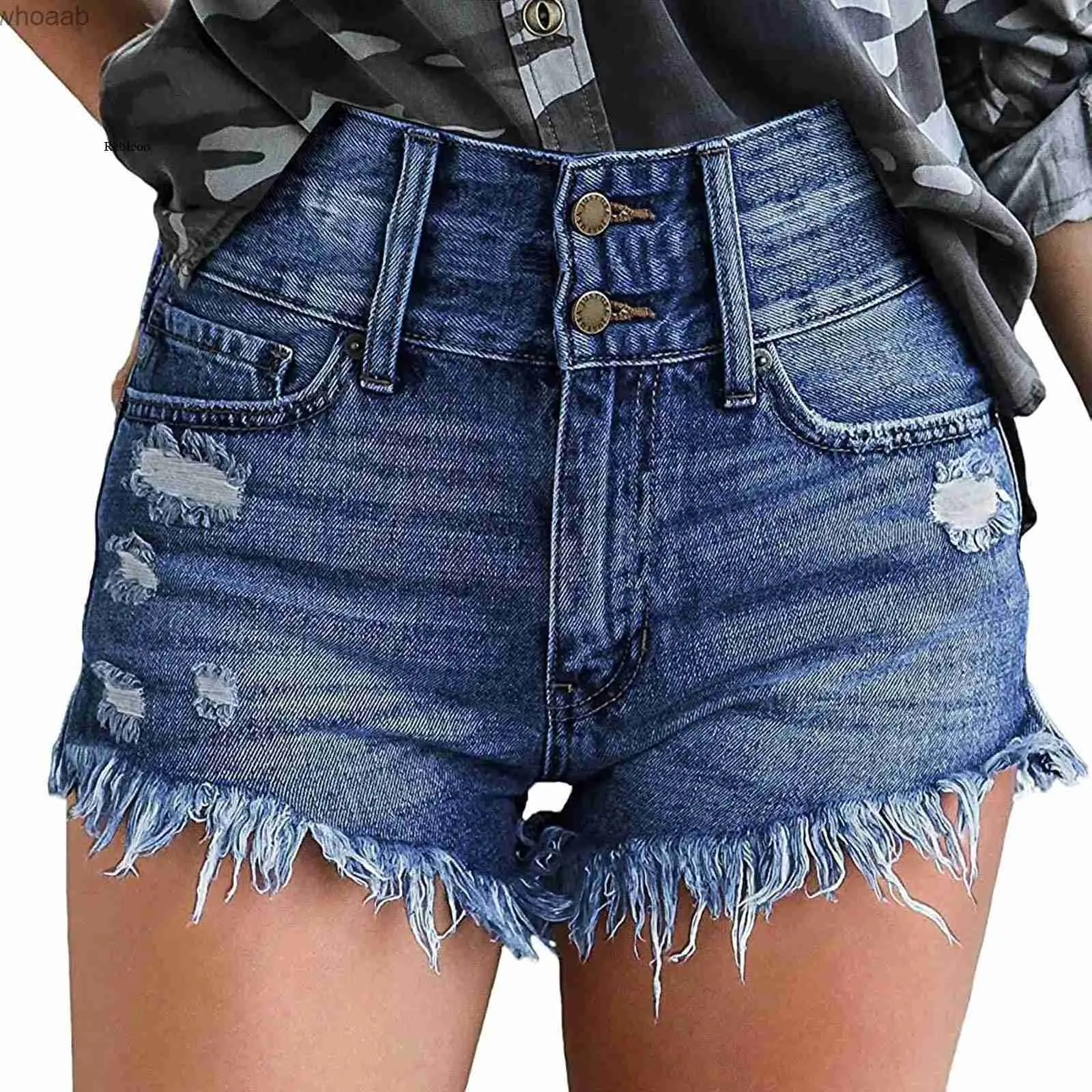 شورتات نسائية سراويل جينز سراويل الصيف عالية الخصر A-LINE SHORTS SIDES Chic chic تمزق الثقوب الجينز الجينز جودة الشارع عالية الجودة