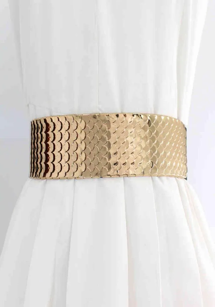 Belts Decorative belt women039s metal elastic waist seal fashion fish scale wide with dress2772011