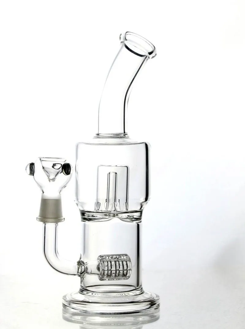 8 Inches Thick Oil Rig Glass Bong Waterpipes Smoking Pipe with Double Barrel Dome Splash Matrix Inner Perc Hookahs