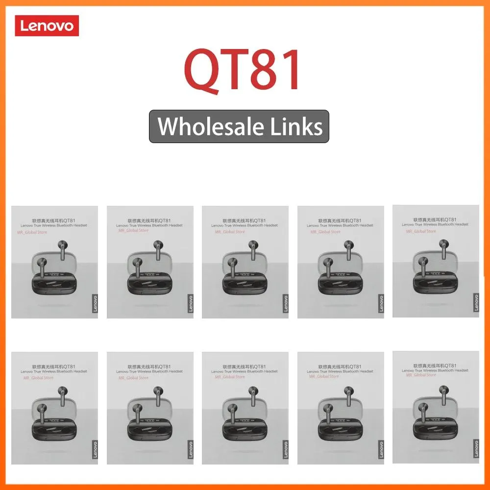 Kulaklıklar Lenovo Qt81 5pcs 10 PCS Kablosuz Kulaklık Stereo Spor Kulaklıkları Mikrofonlu Bluetooth kulaklıklar HD 1200mAH ÇAĞRI