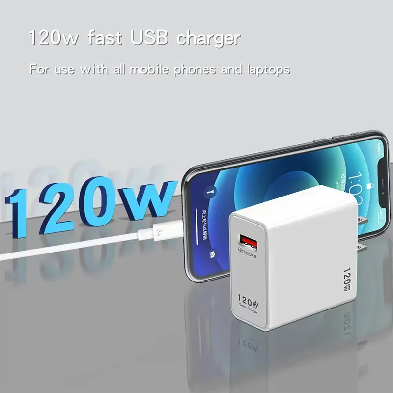 GAN 120W Super fast charge Usb  QC 3.0 Fast chargers Mobile Phone Chargers For  Samsung Xiaomi iphone ipad tablets