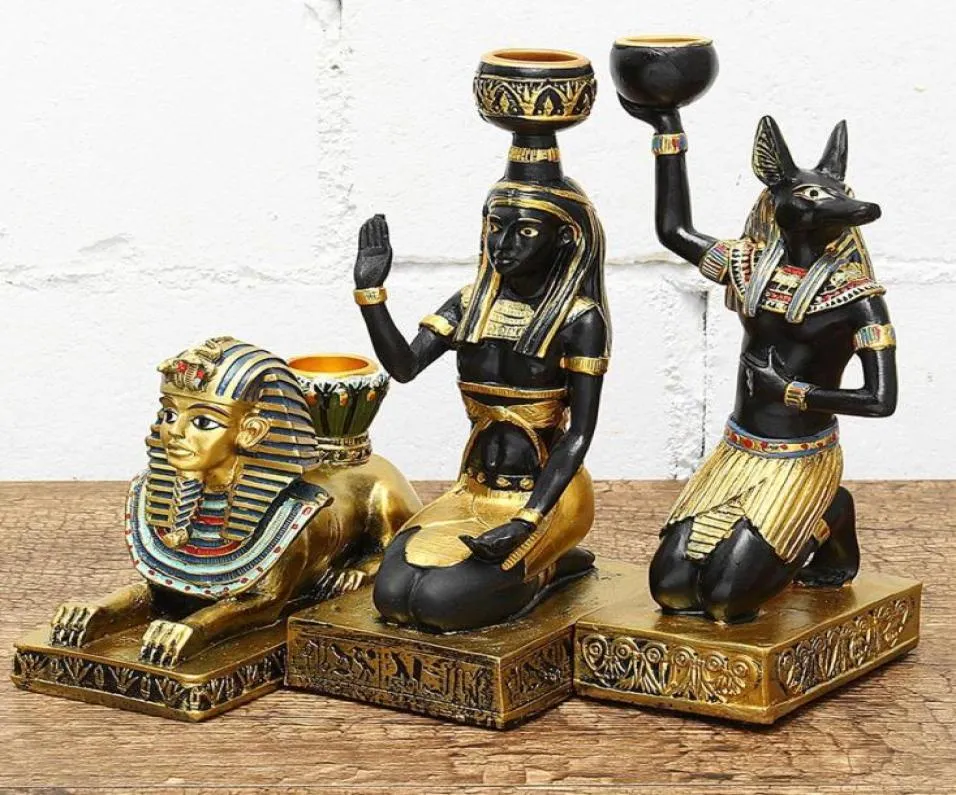 Vintage Egyptian Goddess Figurine Candle Holder Candlestick Home Desktop Decor Creative Harts Art Craft Office Table Decoration Y03013730