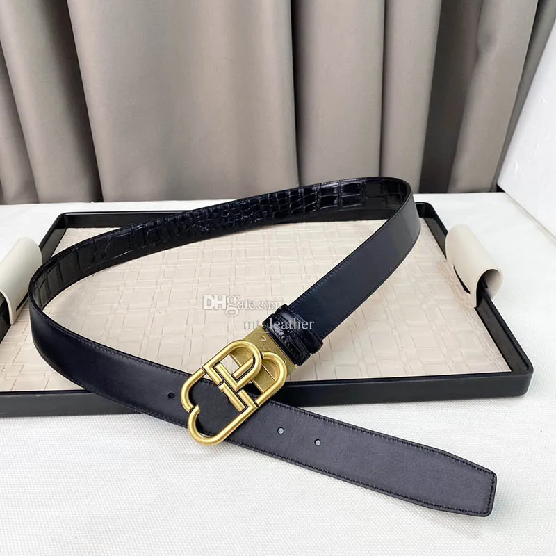 Fashion Classic Women Men Designers Belts Womens Mens äkta läder Casual Letter Smooth Buck Belt Bredd 3,5 cm reversibel justerbar unisex midjeband med låda