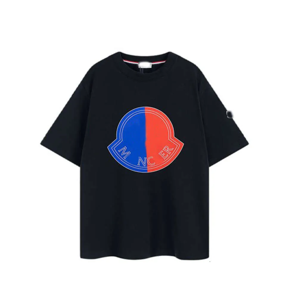 T-shirt a maniche corte allentata di tendenza con motivo a blocchi di colore stampato e cuciture classiche da uomo Munch classic designer primavera ed estate