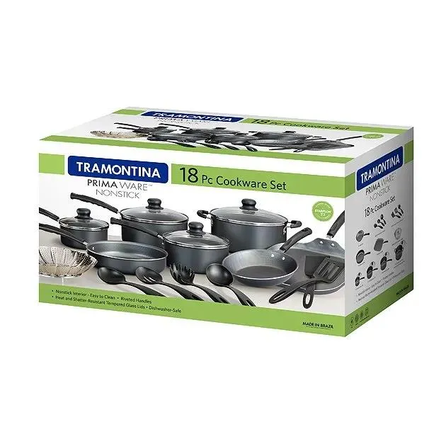 Servis Tramontina Primaware 18 -stycken Nonstick Cookware Set, Steel Grey