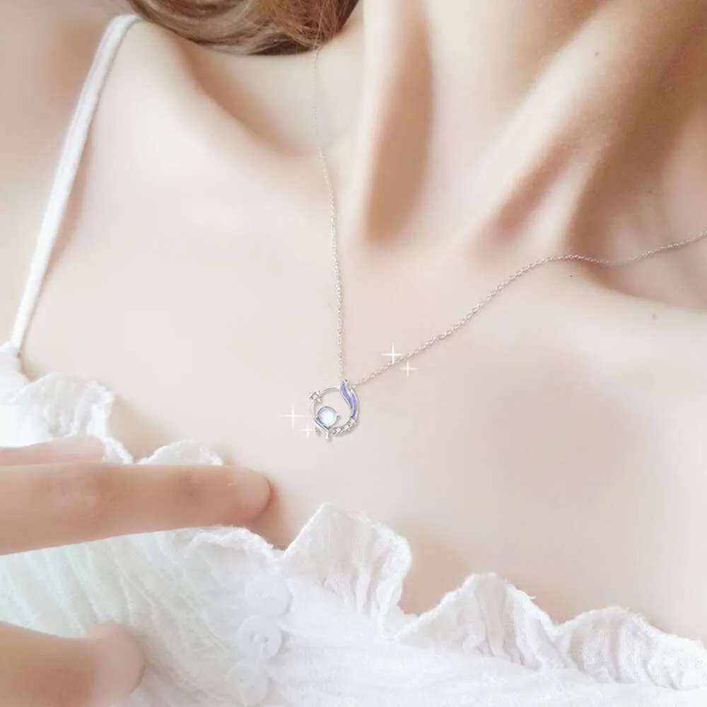 Original design Chang'an Youmeng necklace women's sterling silver Qixi Valentine's Day colored glaze small crowd simple temperament pendant