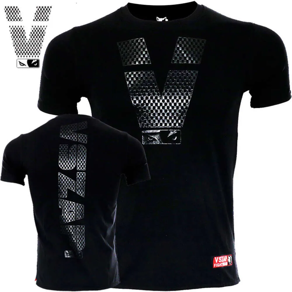 Vszap treinamento luta boxe terno ginásio de manga curta correndo camiseta masculina mma artes marciais mistas estiramento algodão exercício