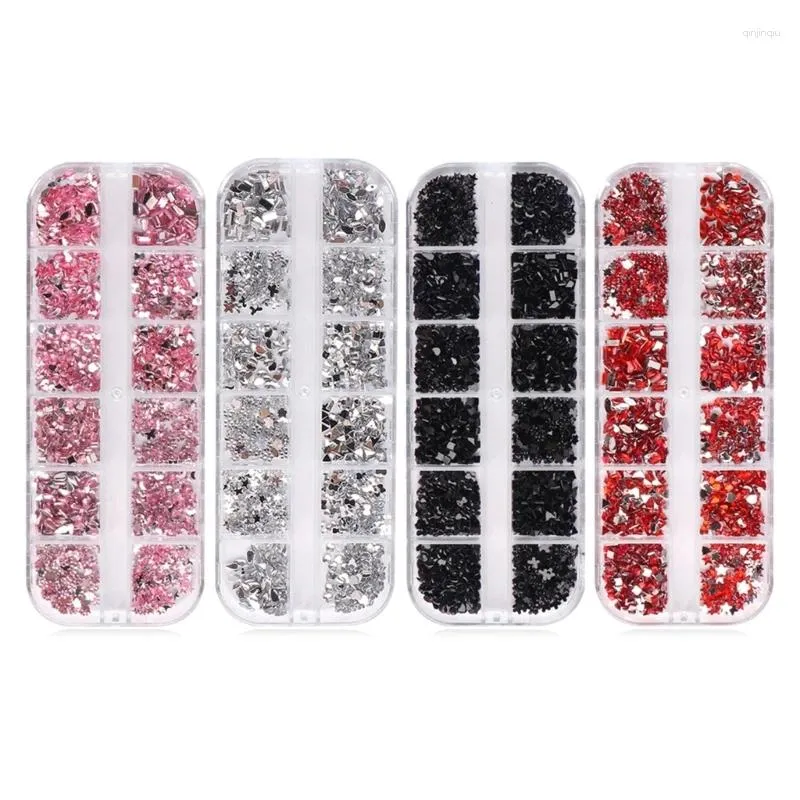 Nagelkonstdekorationer 12 rutnät Rhinestones Flat Back Diamond Crafts