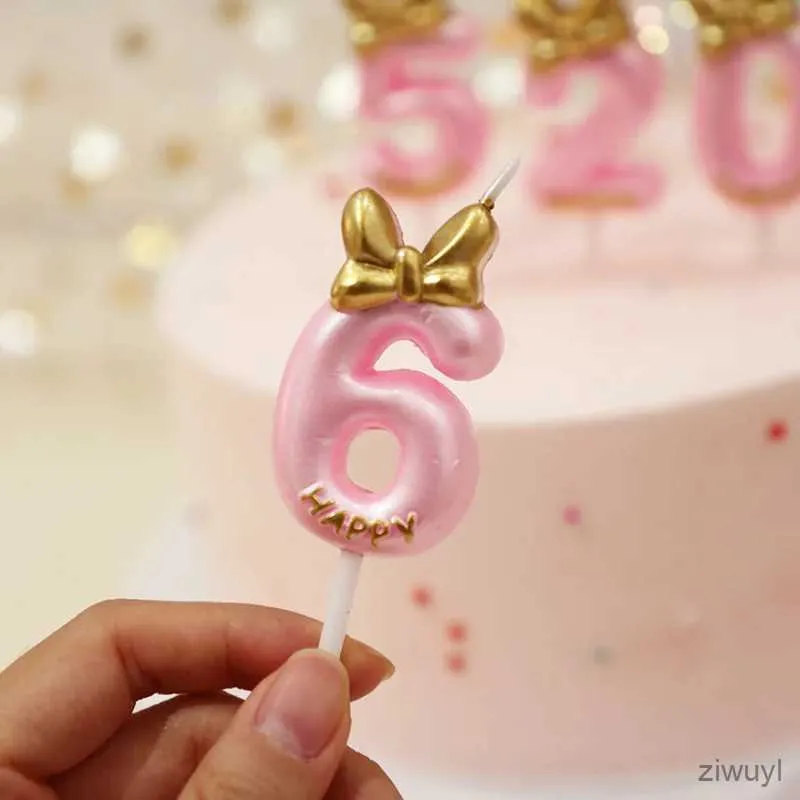 Candles Cute Bowknot Birthday Number Candle Princess Prince 0-9 Number Candles Cake Decor Digital Candle Topper Cupcake Party Candles