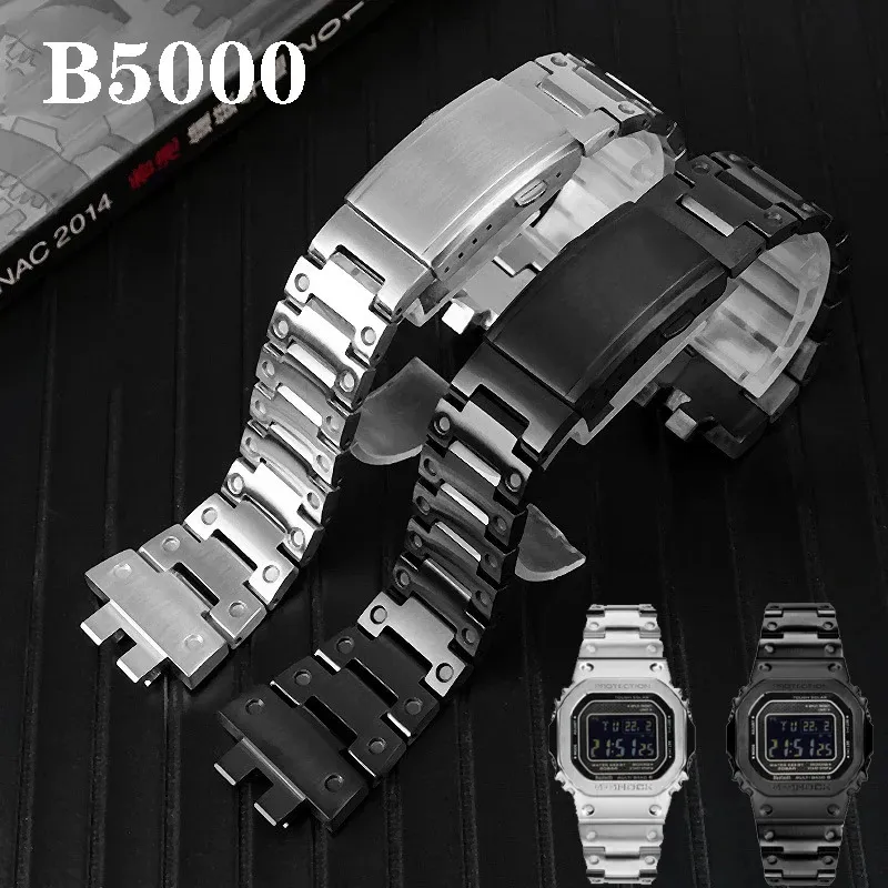 Watch bracelet for gshock GMWB5000 watch band Solid steel strap small square wristband Accessories chain 240106