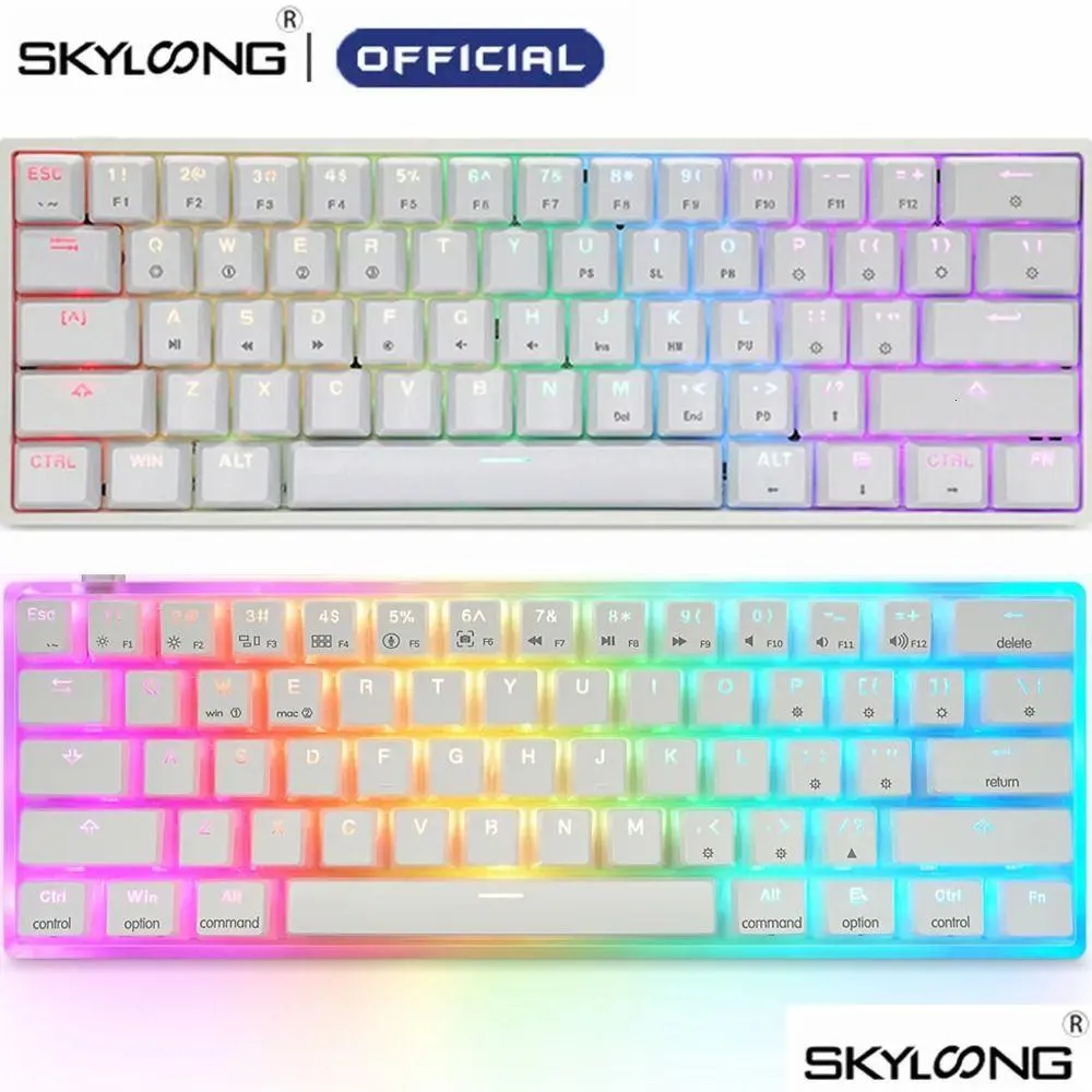 키보드 Skyloong GK61 61 키 게임 기계 키보드 USB 유선 RGB 백라이트 게이머 용 데스크탑 태블릿 노트북 SK61 231117 드롭 Deli OTW2J