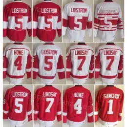 Man Vintage Hockey 4 Gordie Howe Jerseys Retro Classic 1 Terry Sawchuk 7 Ted Lindsay 5 Nicklas Lidstrom 9 Gordie Howe 10 Alex Delvecchio CCM 75th Anniversary Stitch