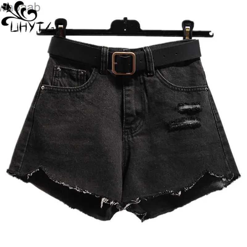 Kvinnors shorts uhytgf mode hål sommar denim byxor kvinnor höga midja breda ben heta byxor avslappnad stor storlek jeans tofs eleganta byxor 1469 yq240108