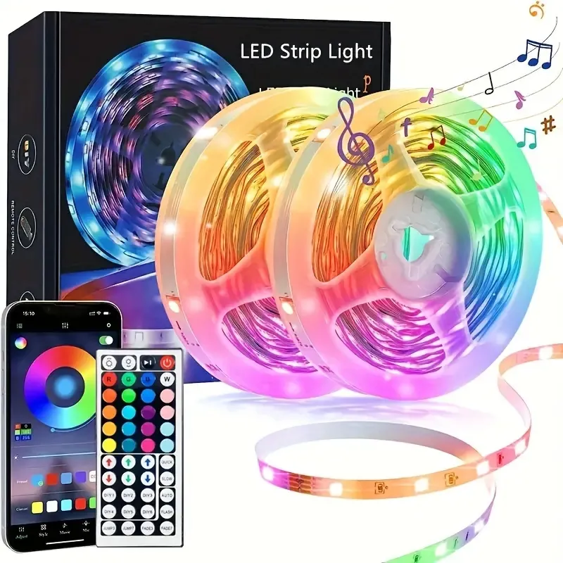 131.2ft/98.4ft 1-40m Smart LED Strip Lights, RGB 5050 Infrared (Type:44 Key Control no APP )Night Light, Music Sync Color Changing Home Decor (Battery Included)