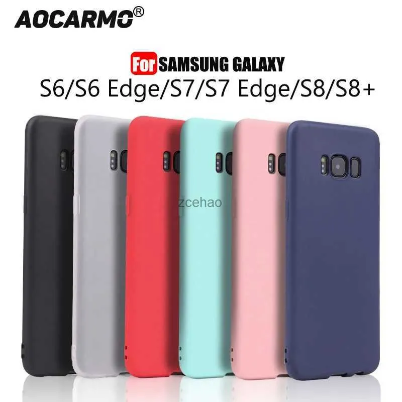 Cajas del teléfono celular Funda de teléfono móvil de silicona suave a prueba de golpes de color simple mate para Samsung Galaxy S6 Edge S7 S7edge S8 S8Plus S8+L240105