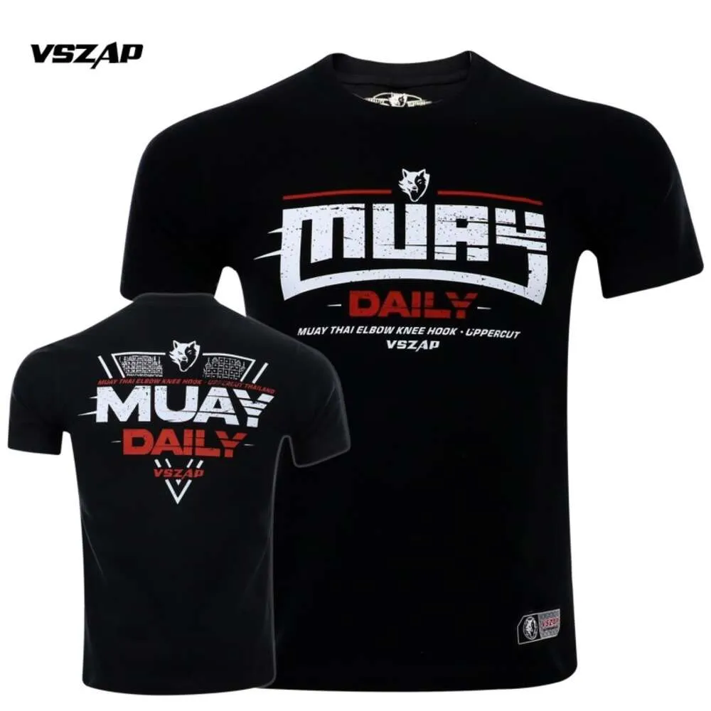 VSZAP Fighter Sports Thai-Boxing-Kurzarm-T-Shirt aus reiner Baumwolle, lässig, personalisierter Laufanzug, Fighting Fiess Top