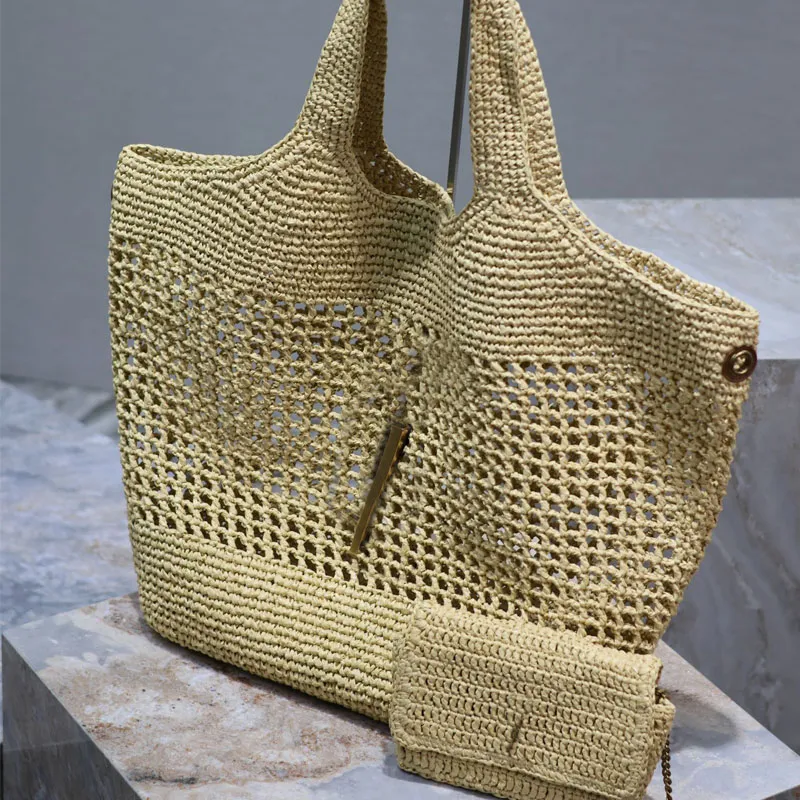 Woven Straw Beach Tote - Large Capacity Designer Handbag, Summer ...