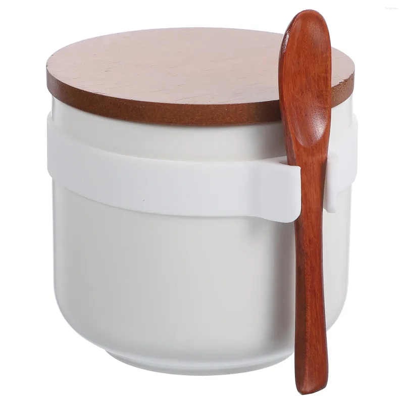 Set di stoviglie Barattolo di condimento in ceramica Set di scatole per bottiglie da cucina per la casa Sale Zucchero Bottiglie per condimenti creativi Legno