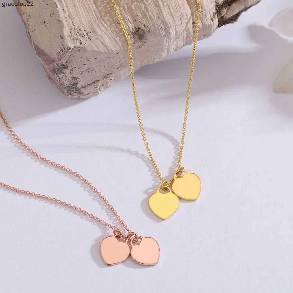 2R2L Designer Tiffansetpendant Halsband T Jia di Necklace Boutique Jewelry Valentine's Day Gift Love Pendant Heart Shaped Double High Grund